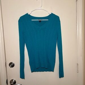 Tommy Hilfiger Turquoise V-Neck Women's Sweater